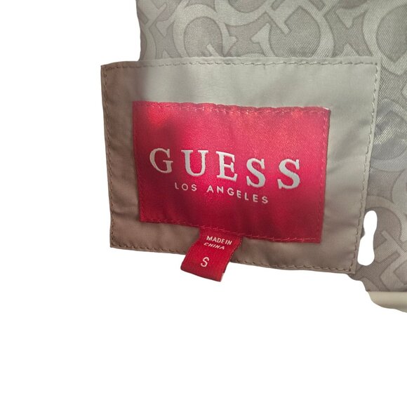 Guess Womens Puffer Vest Beige Size S Quilted With Zipper & Snap Closure - Picture 4 of 7